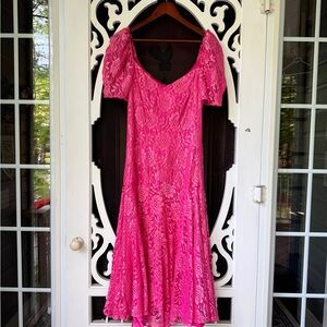 Vintage Hot Pink Lace Dress